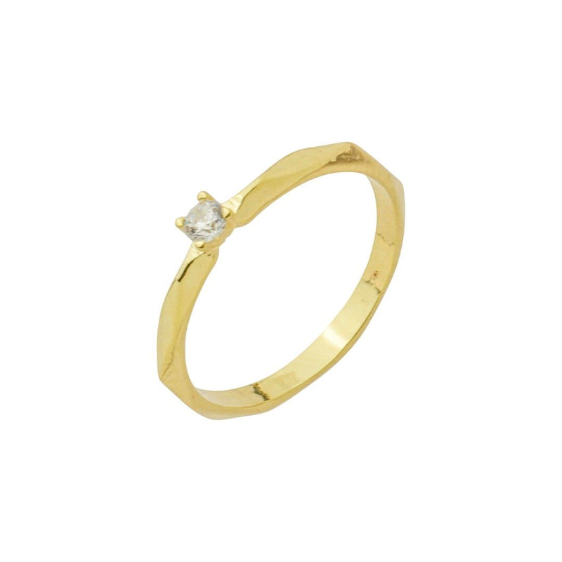 Anel Sextavado Agnes Zircônia Folheado a Ouro 18k - Piuka
