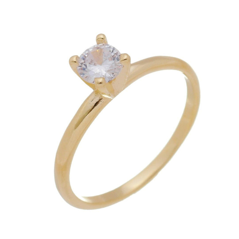 Anel Solitário Folheado a Ouro 18k Zircônia Tanya - Piuka