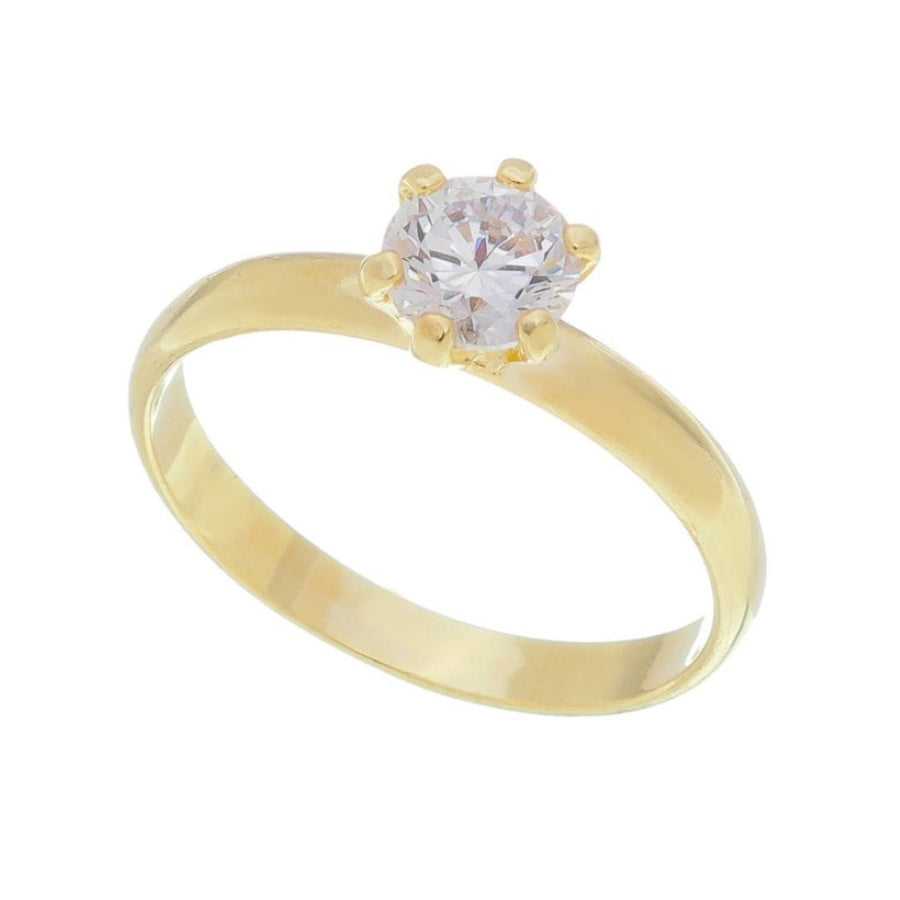 Anel Solitário Piuka Celina Zircônia Cristal Folheado a Ouro 18k - Piuka