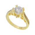 Anel Solitário Piuka Charlotte Zircônia Cristal Trabalhado Folheado a Ouro 18k - Piuka