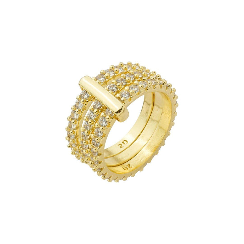Anel Triplo Alice Zircônias Folheado a Ouro 18k - Piuka