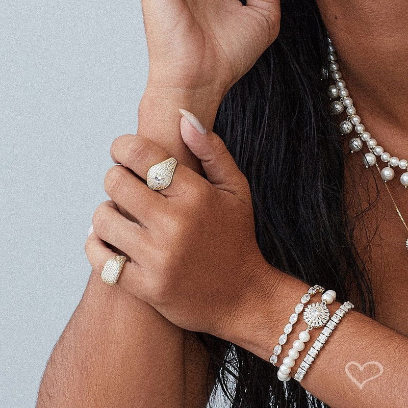 Anel Vintage Talita Zircônias Folheado a Ouro 18k - Piuka
