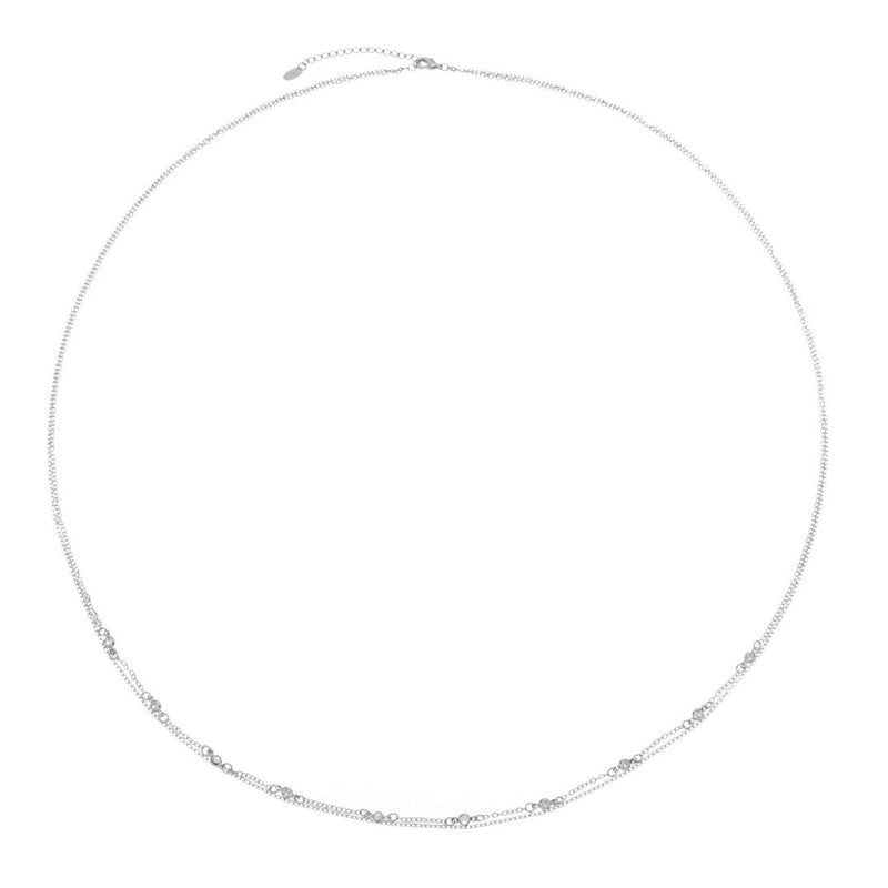 Belly Chain Ananda Zircônias Folheado em Ródio Branco - Piuka