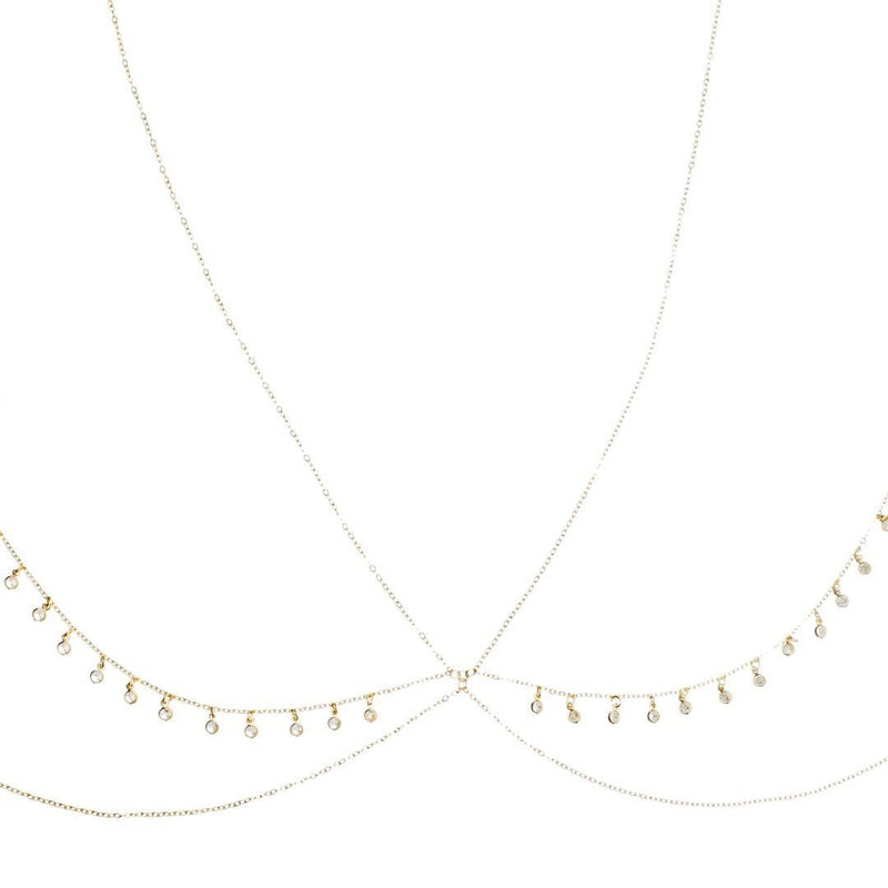 Body Chain Gipsy Mini Zircônias Folheado a Ouro 18k - Piuka