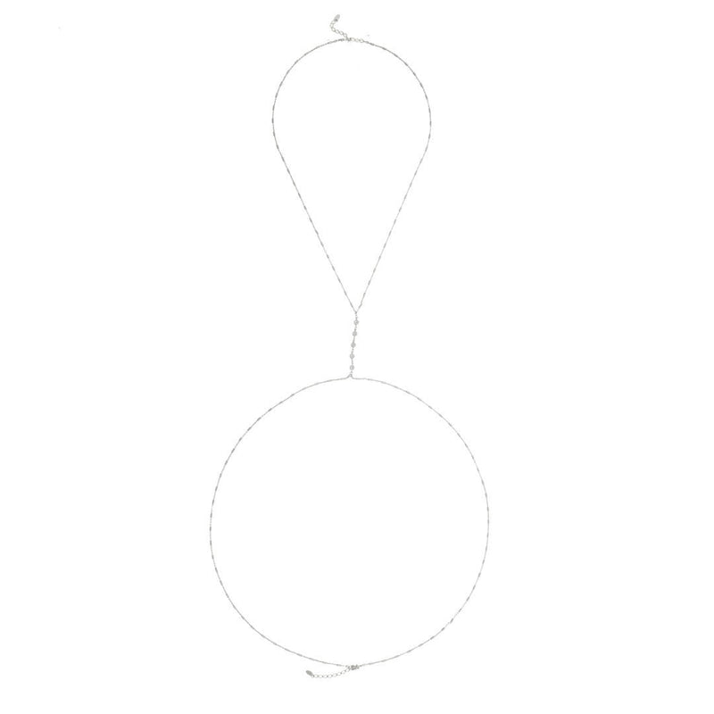 Body Chain Rachel Zircônias Folheado em Ródio Branco - Piuka