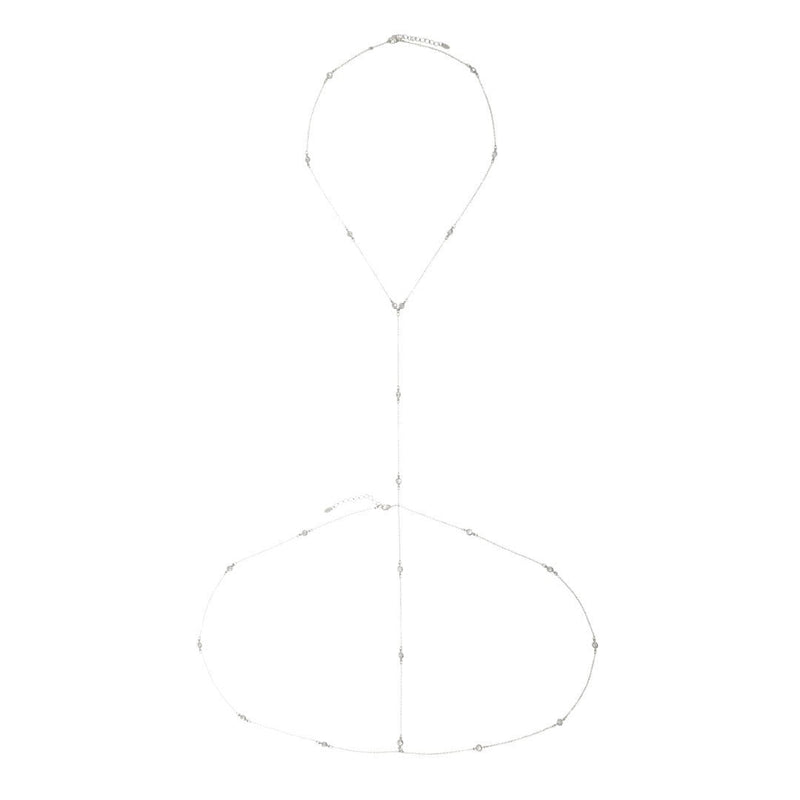 Body Chain Sienna Zircônias Folheado em Ródio Branco - Piuka
