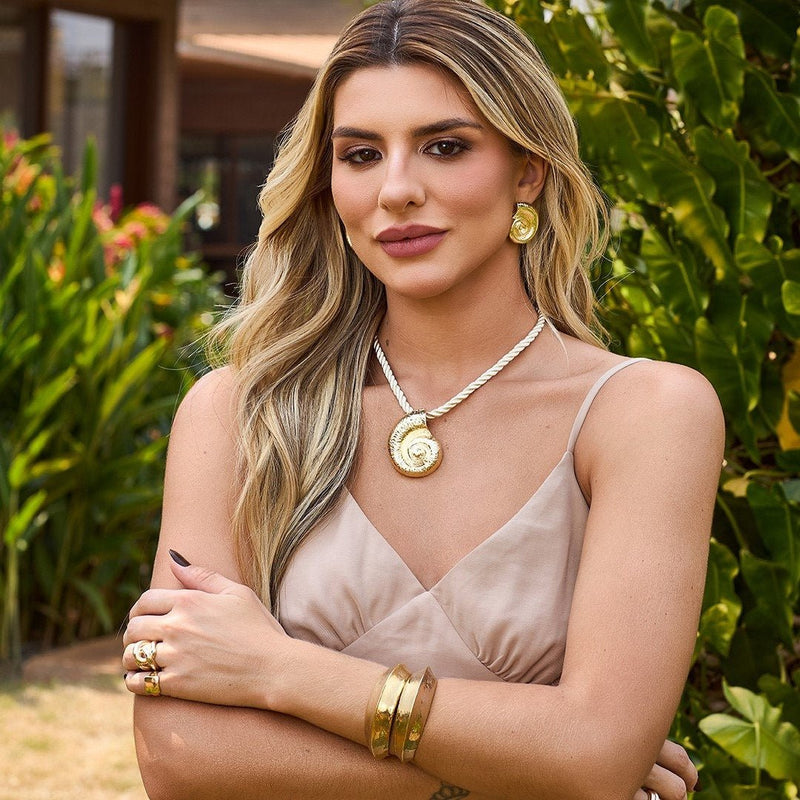 Bracelete Aline Texturizado Dourado - Piuka