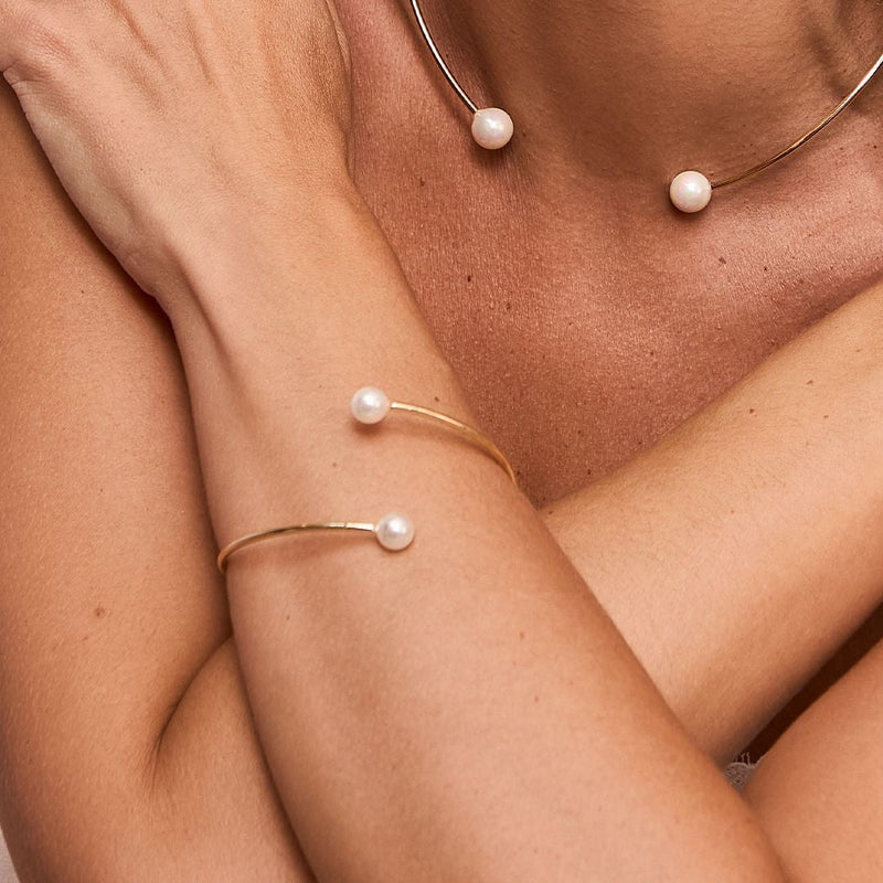 Bracelete Amélie Pérolas Folheado à Ouro 18k - Piuka