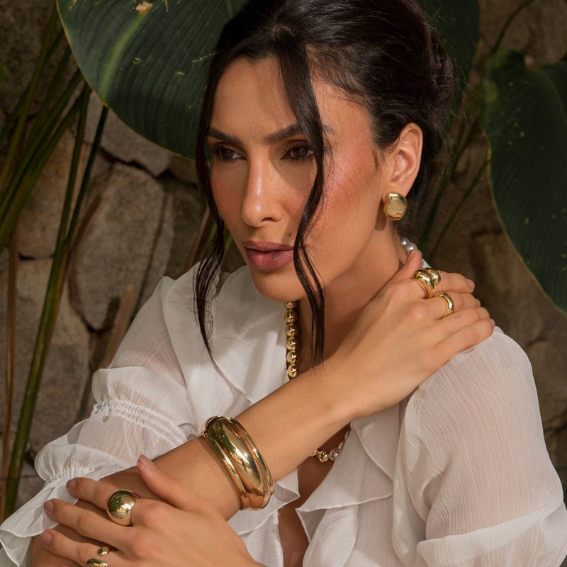 Bracelete Bold Medio Ariane Dourado - Piuka