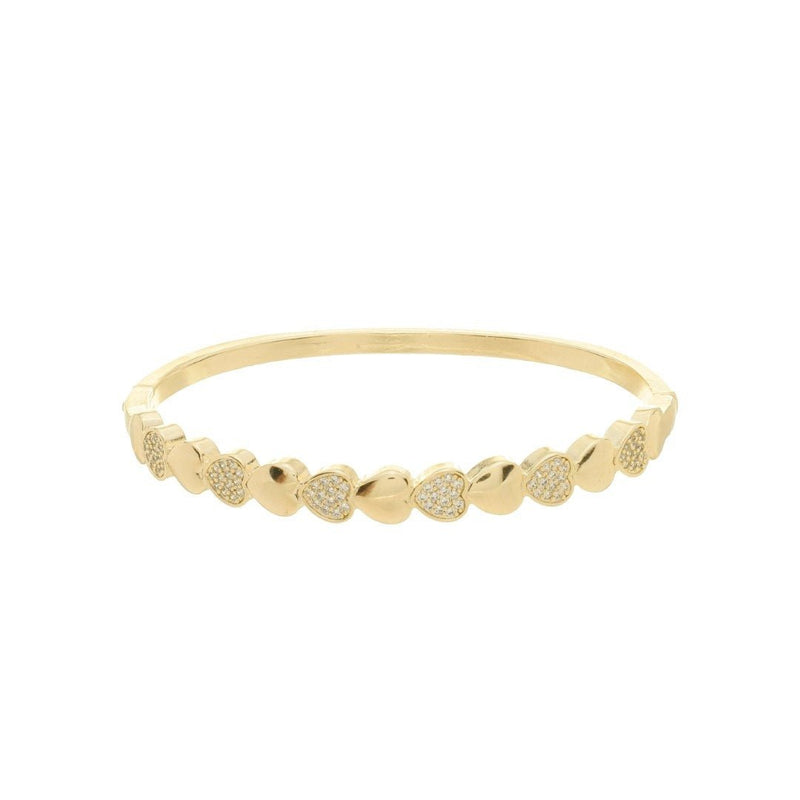 Bracelete Bruna Corações Zircônia Folheado a Ouro 18k - Piuka