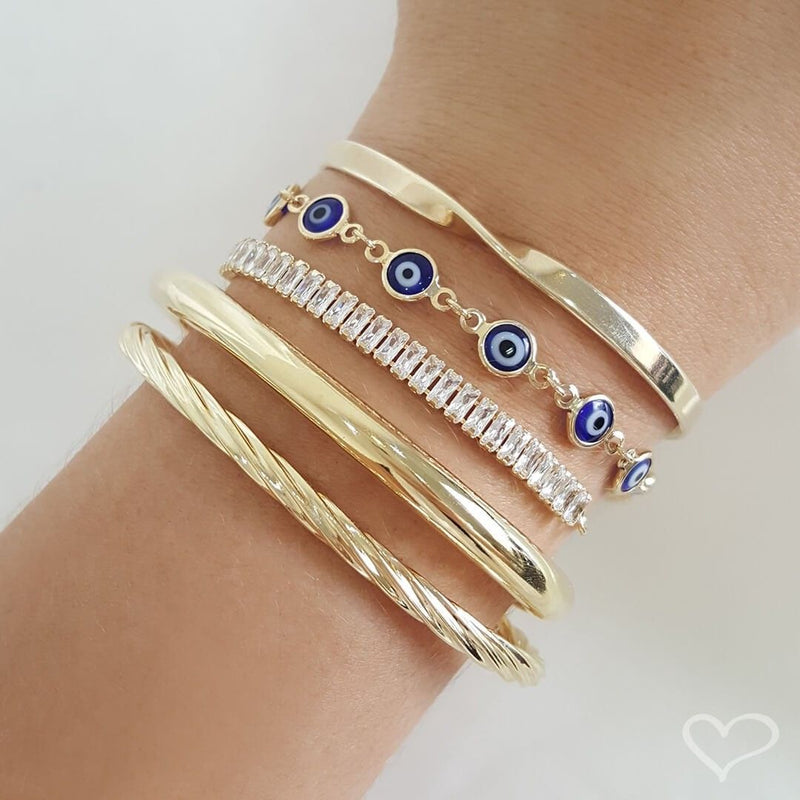 Bracelete Feminino Folheado a Ouro 18k Tubo Liso Joyce - Piuka