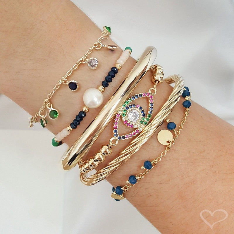 Bracelete Feminino Folheado a Ouro 18k Tubo Liso Joyce - Piuka