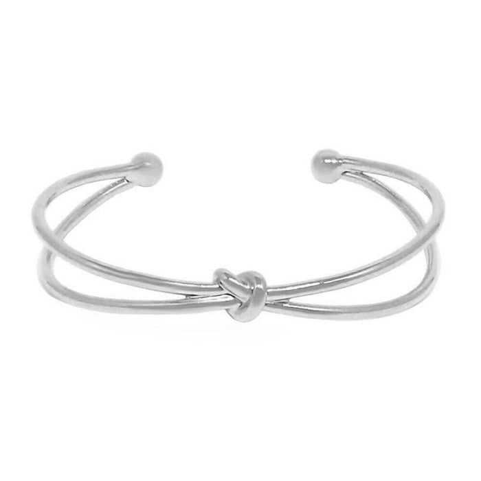 Bracelete Feminino Folheado em Ródio Branco 2 Voltas Nó Rafaella Piuka