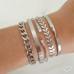 Bracelete Feminino Folheado em Ródio Branco Liso Bia - Piuka