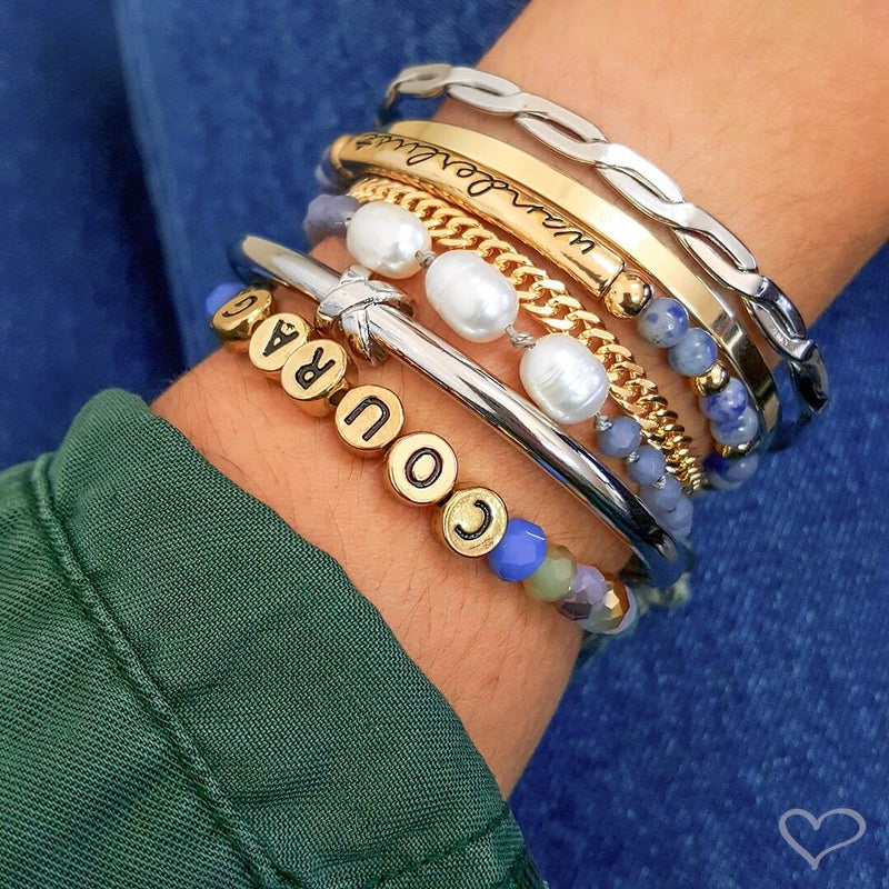 Bracelete Feminino Folheado em Ródio Branco Torcida Trançada Laurie - Piuka