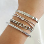 Bracelete Feminino Folheado em Ródio Branco Tubo Torcido Lih - Piuka