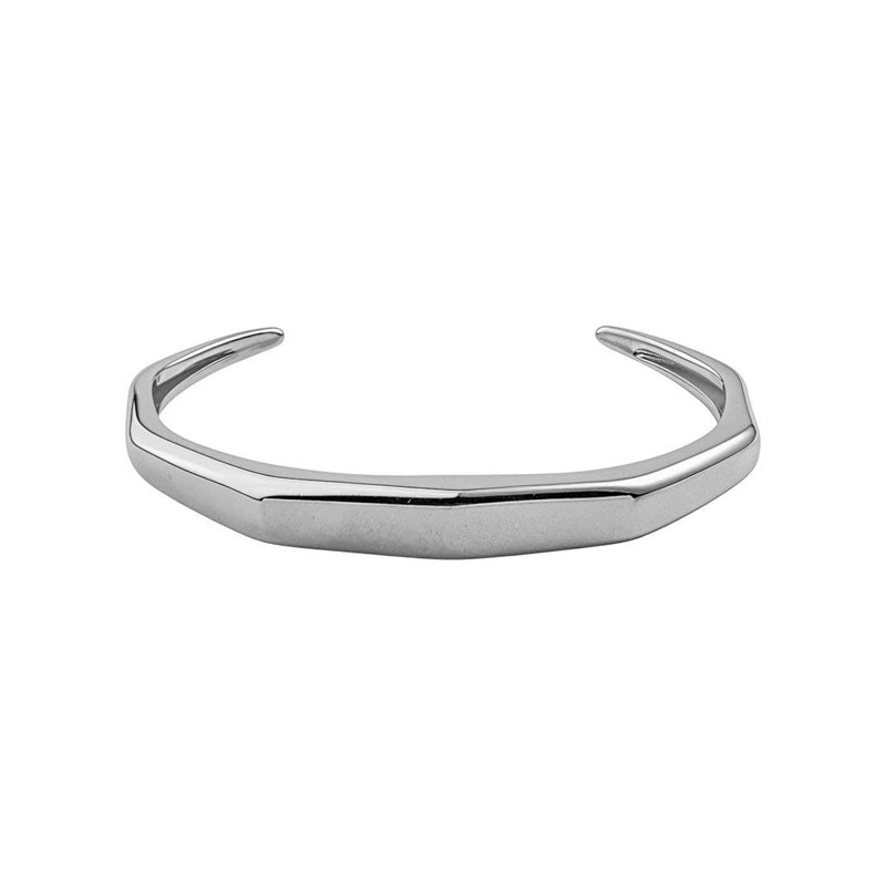 Bracelete Geométrico Lara Folheado em Ródio Branco - Piuka