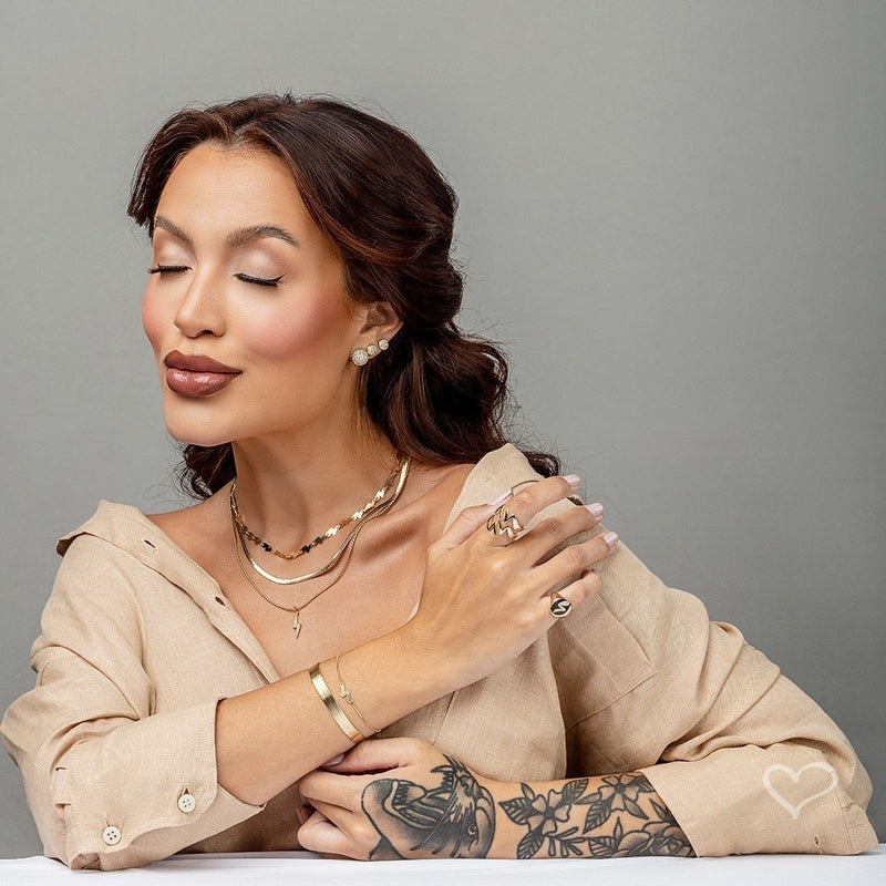 Bracelete Léa Folheado a Ouro 18k - Piuka