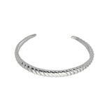 Bracelete Lorena Metal Trabalhado Folheado em Ródio Branco Piuka - Piuka