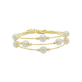 Bracelete Maressa Três Voltas Pérolas Folheado a Ouro 18k - Piuka