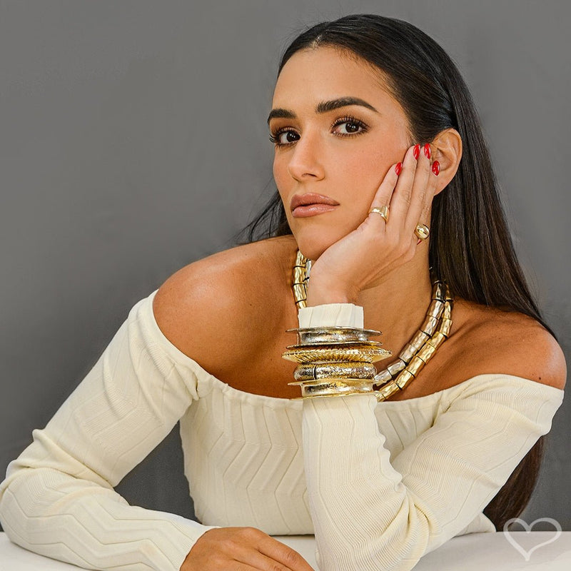 Bracelete Metal Georgia Folheado a Ouro 18k - Piuka