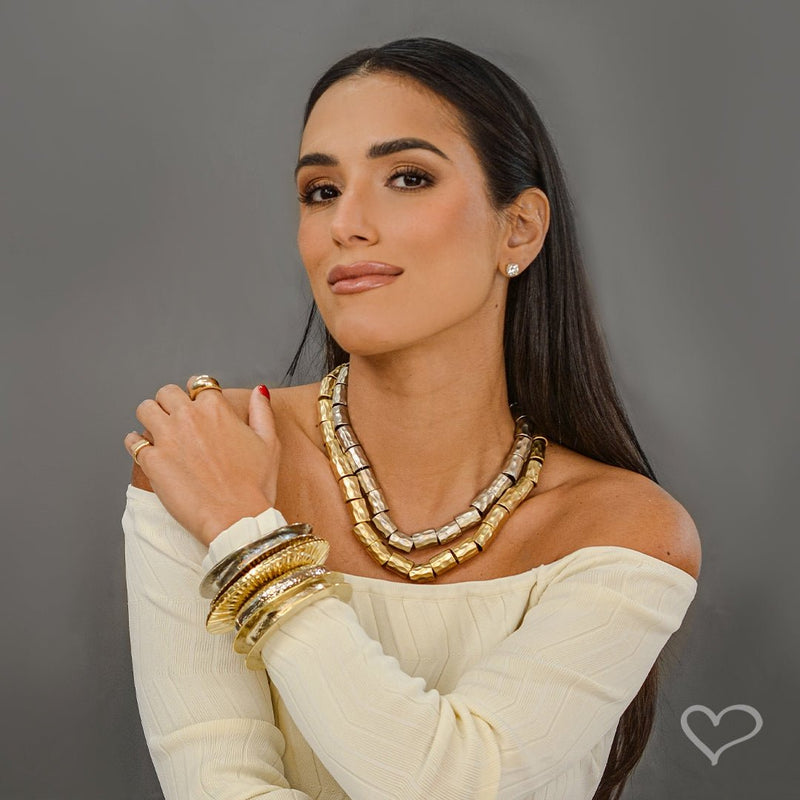 Bracelete Metal Georgia Folheado a Ouro 18k - Piuka