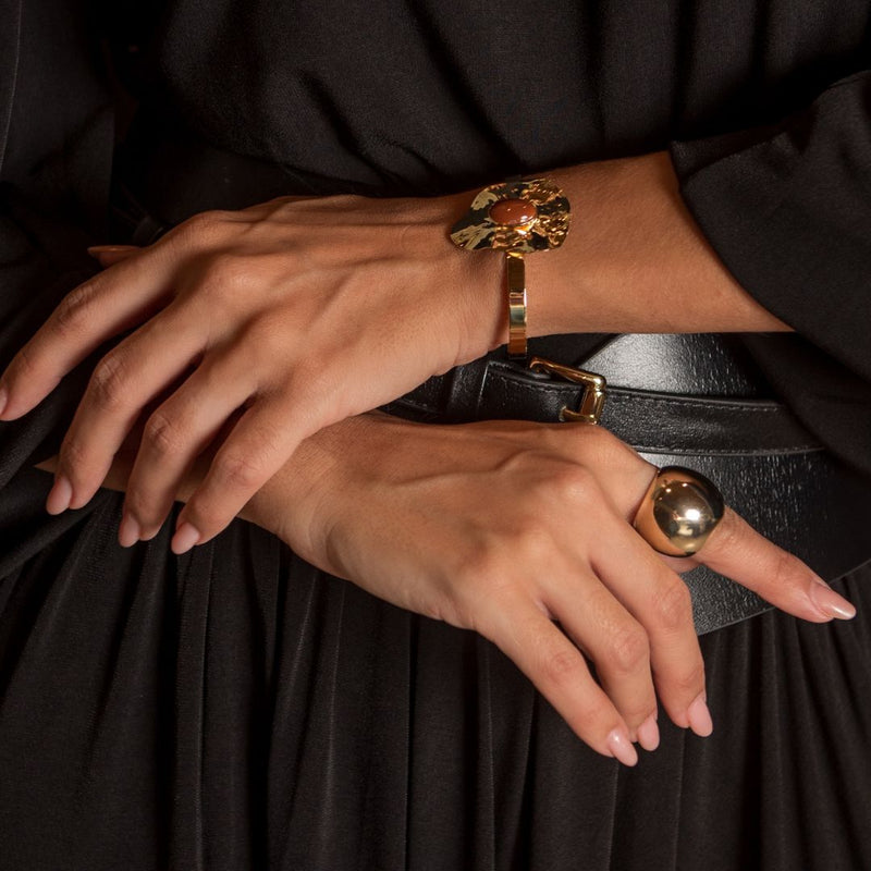 Bracelete Orgânico Emma Marrom Folheado a Ouro 18k - Piuka