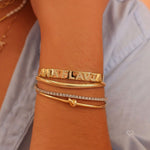 Bracelete Personalizado Nome Zircônias Folheado a Ouro 18k - Piuka