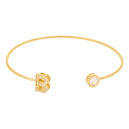 Bracelete Piuka Jade Letra Inicial Ponto de Luz Zircônias Folheado a Ouro 18k - Piuka