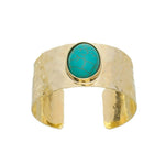 Bracelete Sabrina Largo Matelado Oval Howlita Turquesa Folheado a Ouro 18k - Piuka
