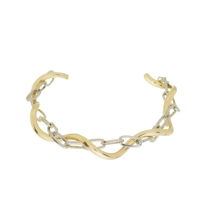 Bracelete Torcido Elos Hanna Folheado a Ouro e Ródio Branco