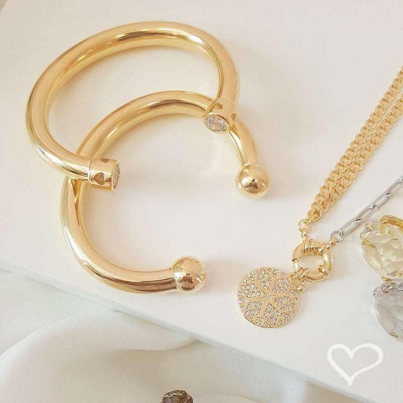 Bracelete Tubo Nicole Folheado a Ouro 18k - Piuka