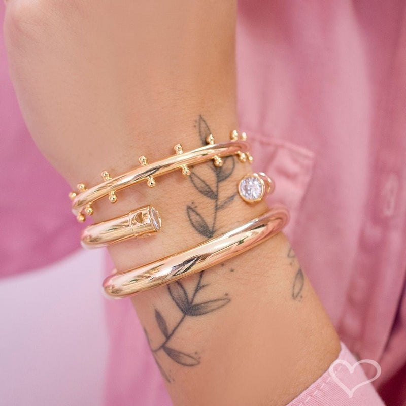 Bracelete Tubo Nicole Folheado a Ouro 18k - Piuka