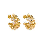Brinco Argola Ari Esferas e Pérolas Folheado a Ouro 18k - Piuka