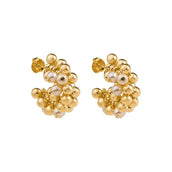 Brinco Argola Ari Esferas e Pérolas Folheado a Ouro 18k - Piuka