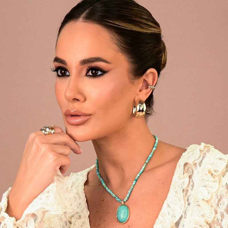Brinco Argola M Sabrina Folheada a Ouro 18k - Piuka