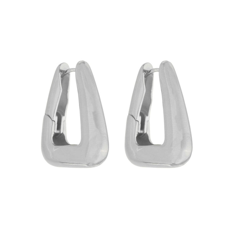Brinco Argola Triangular Emily G Folheado em Ródio Branco - Piuka