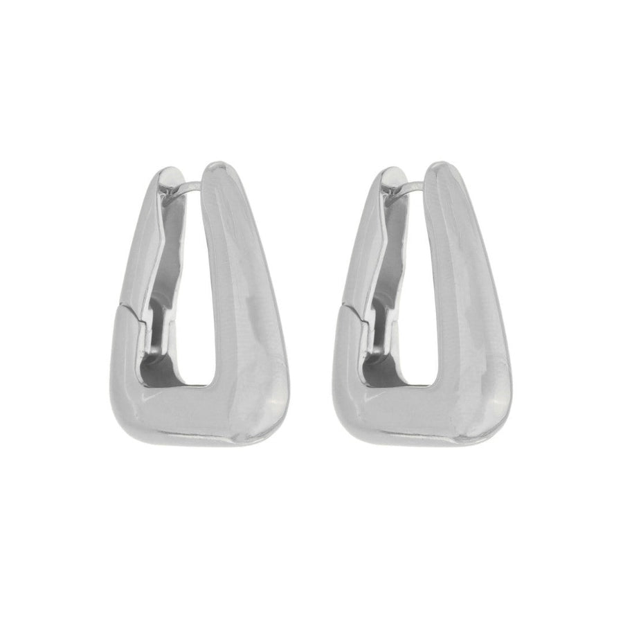 Brinco Argola Triangular Emily G Folheado em Ródio Branco - Piuka