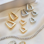 Brinco Argola Triangular Emily P Folheado a Ouro 18k - Piuka