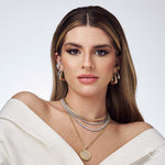 Brinco Argola Triangular Emily P Folheado em Ródio Branco - Piuka