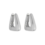 Brinco Argola Triangular Emily P Folheado em Ródio Branco - Piuka