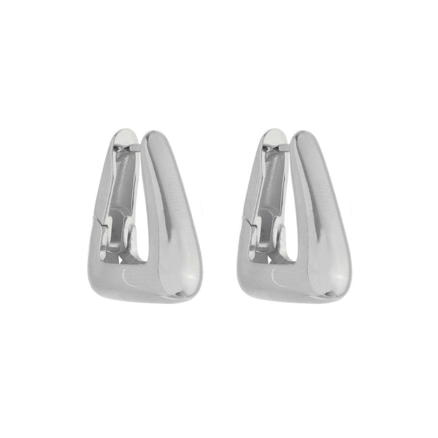 Brinco Argola Triangular Emily P Folheado em Ródio Branco - Piuka