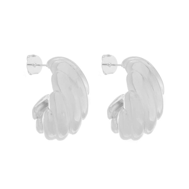 Brinco Argola Vintage Maya Ondulado Folheada em Ródio Branco - Piuka