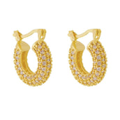 Brinco Argolinha Cravejada Tamy Zircônias Folheado a Ouro18k - Piuka