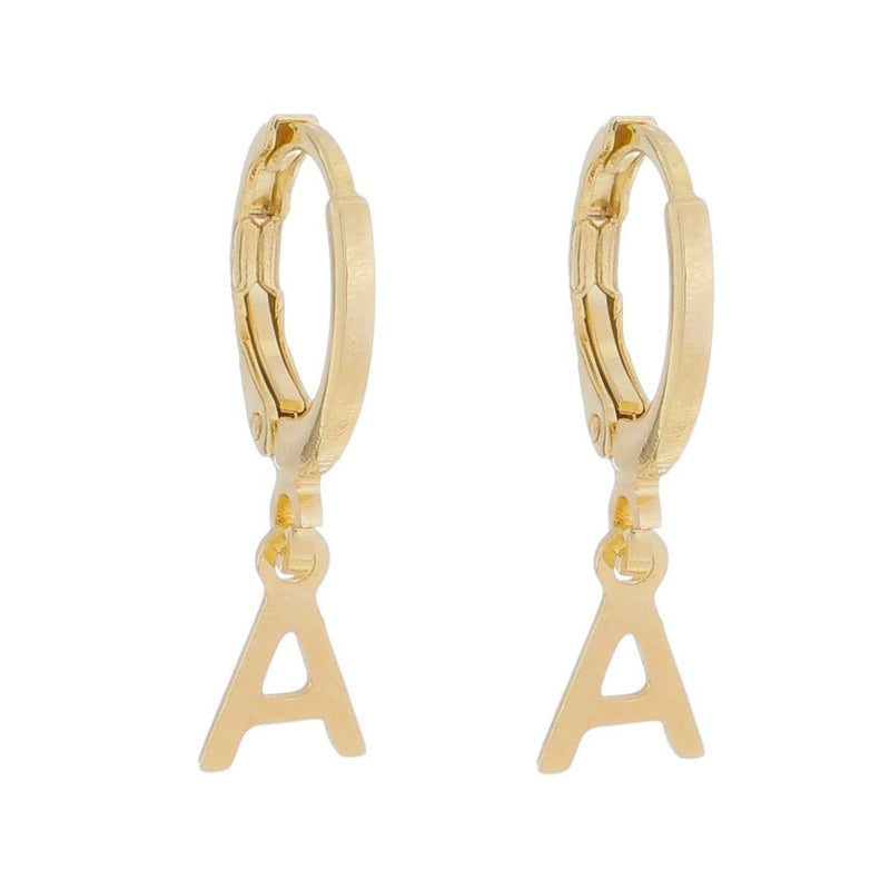 Brinco Argolinha de Letra/inicial Folheada a Ouro 18k - Piuka