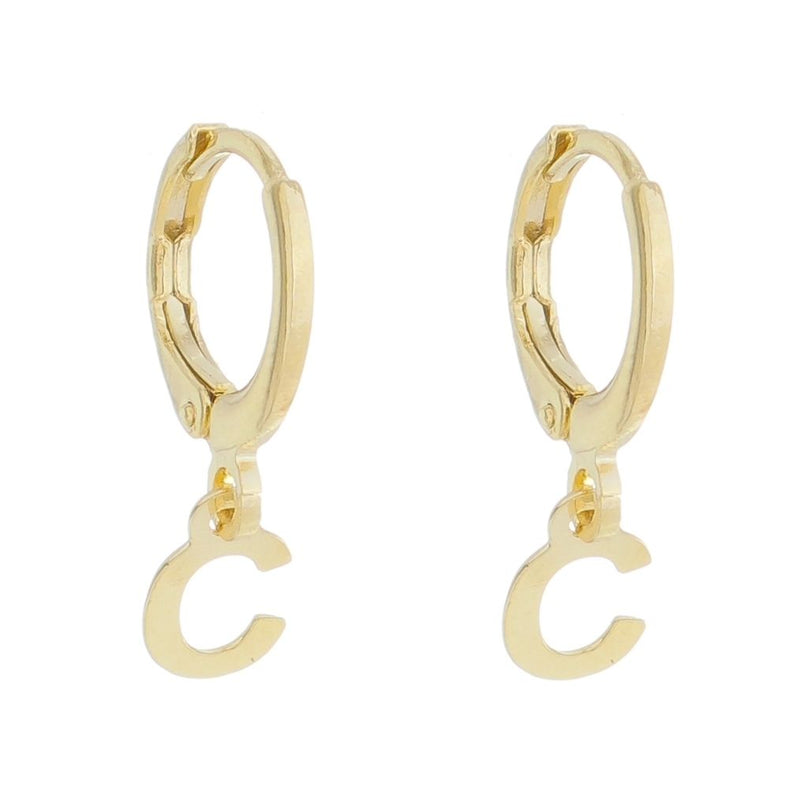 Brinco Argolinha de Letra/inicial Folheada a Ouro 18k - Piuka