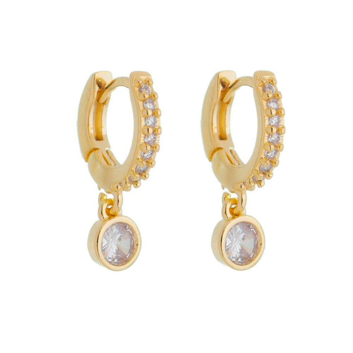 Brinco Argolinha Filipa Zircônia e Ponto de Luz Folheado a Ouro 18k