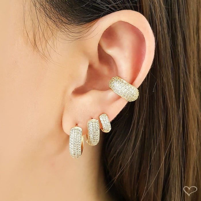 Brinco Argolinha Lívia P Zircônia Folheado a Ouro 18k