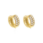 Brinco Argolinha Lya 3 Fileiras Zircônias Cravejadas Folheado a Ouro 18k - Piuka