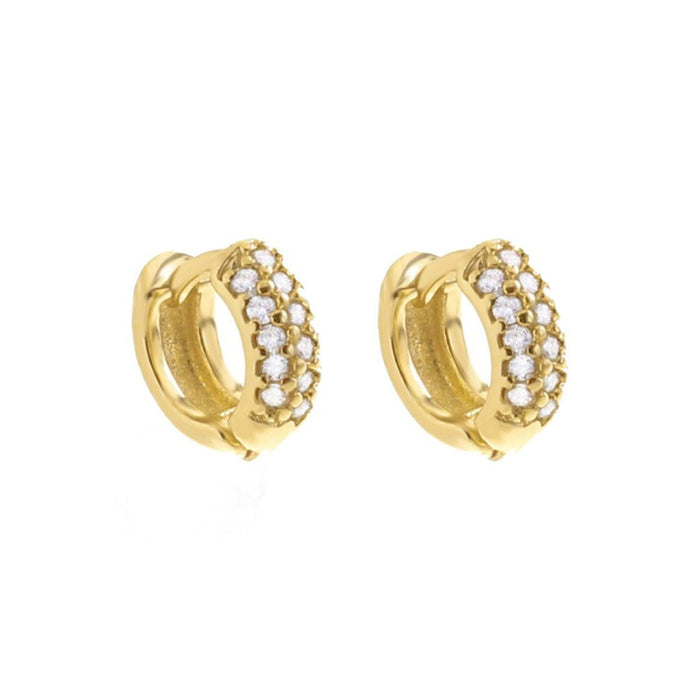 Brinco Argolinha Lya 3 Fileiras Zircônias Cravejadas Folheado a Ouro 18k